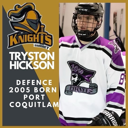 I’m proud to announce that they have committed to Port Coquitlam player Tristan Hickson. Welcome to the Knights Lair Tristan