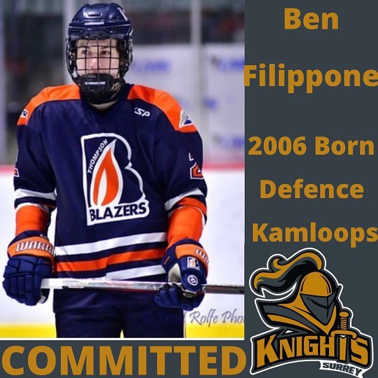 The Knights are proud to announce that they have committed to Ben Filippone! Welcome to the Knights Lair Ben!