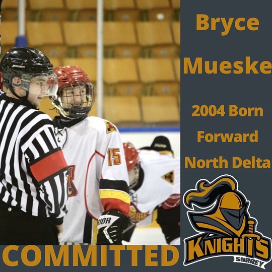The Knights are proud to announce that they have signed North Delta Product Bryce Mueske to play this season! Welcome to the Knights Bryce!